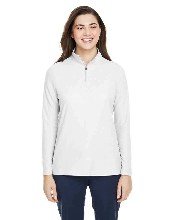 ladies fusion chromasoft pique quarter zip WHITE