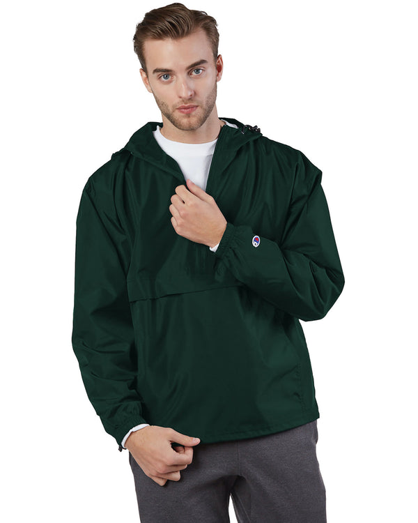 adult packable anorak 1 4 zip jacket DARK GREEN
