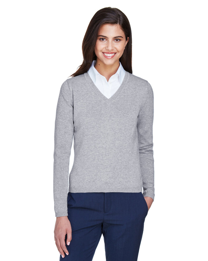 ladies v neck sweater GREY HEATHER
