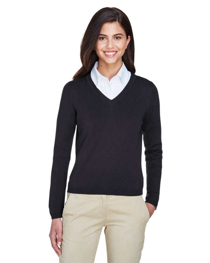 ladies v neck sweater BLACK