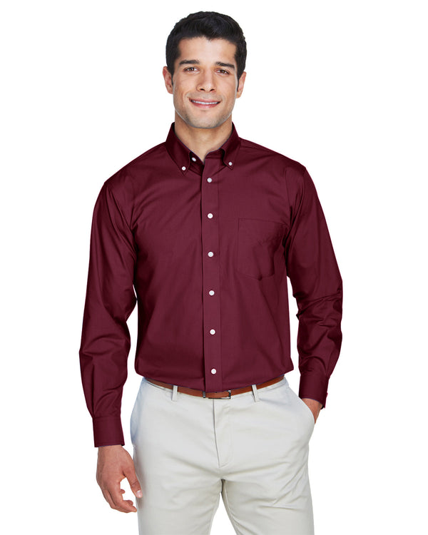 mens crown woven collection solid broadcloth BURGUNDY