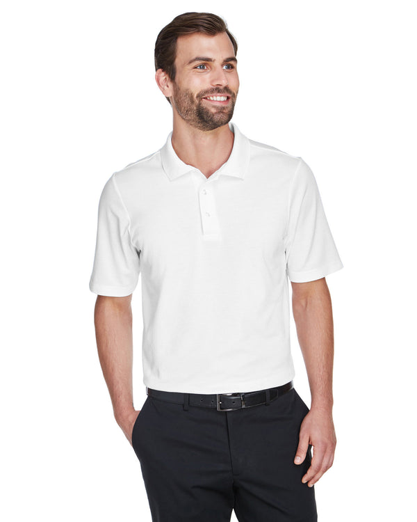 crownlux performance mens tall plaited polo WHITE