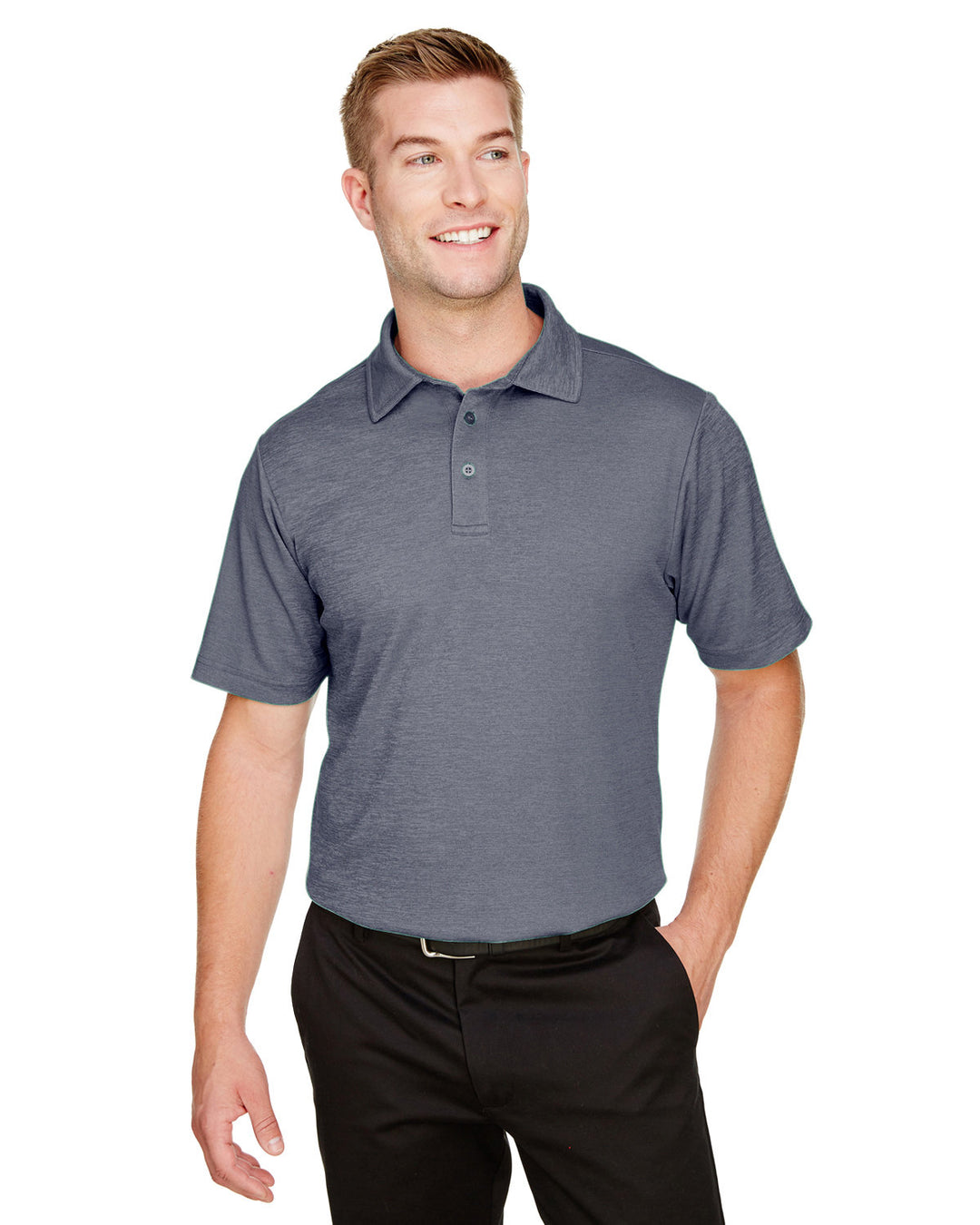 crownlux performance mens address melange polo NAVY HEATHER