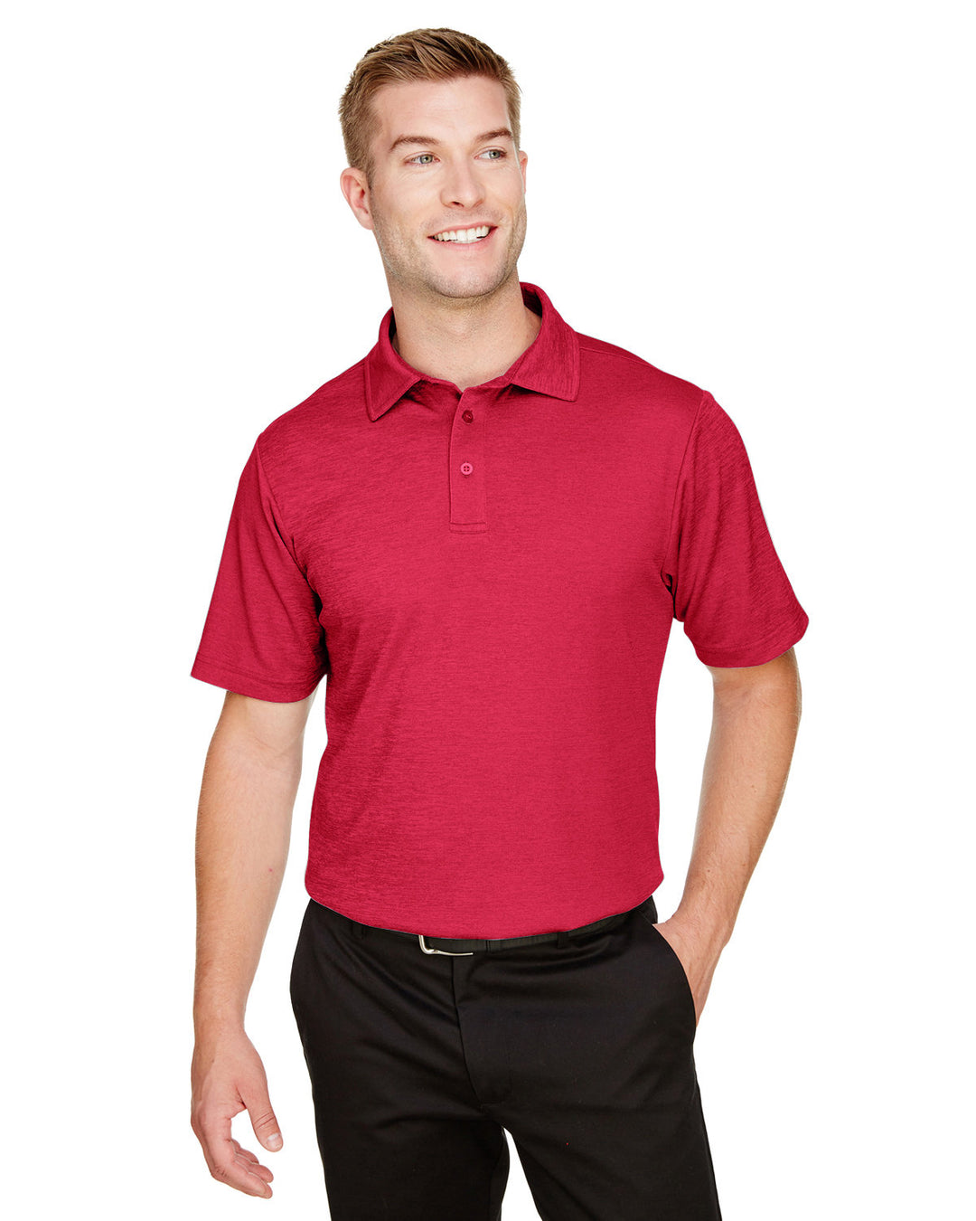 crownlux performance mens address melange polo RED HEATHER