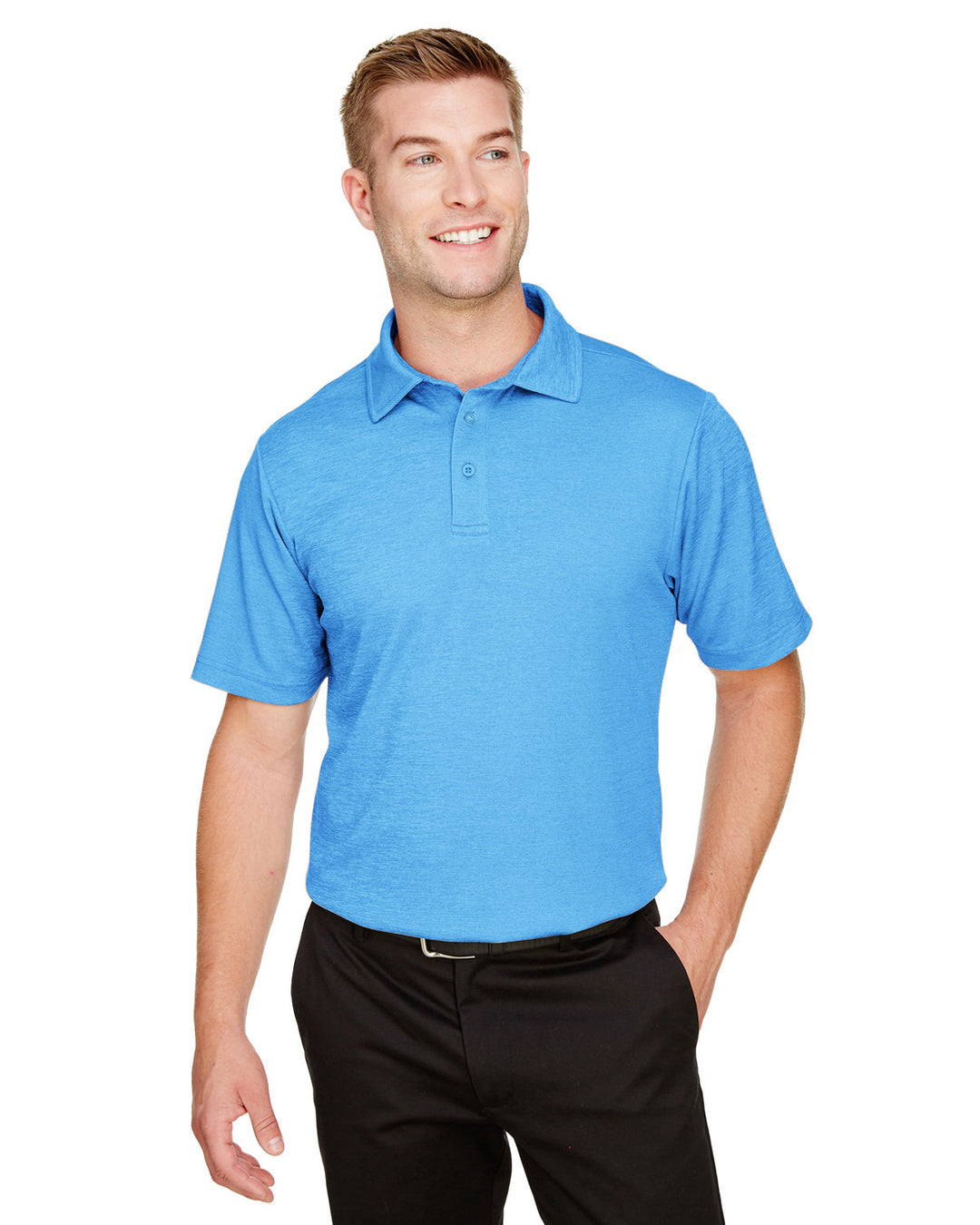 crownlux performance mens address melange polo OCEAN BLUE HTHR