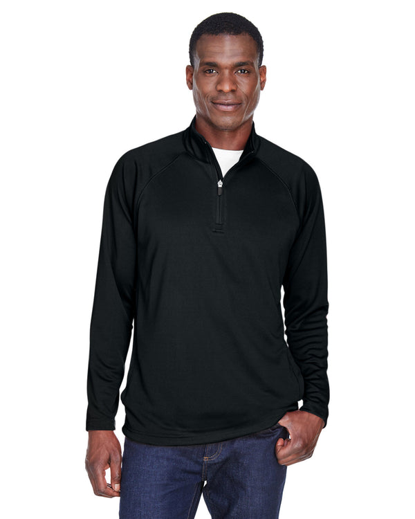 mens stretch tech shell compass quarter zip BLACK