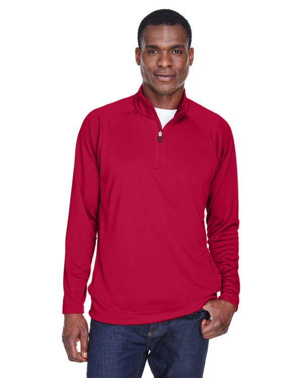 mens stretch tech shell compass quarter zip RED