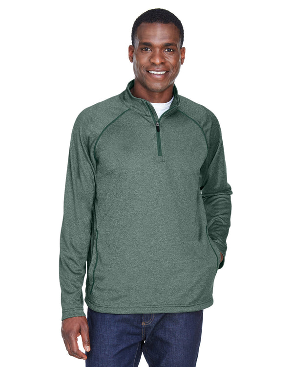 mens stretch tech shell compass quarter zip FOREST HEATHER