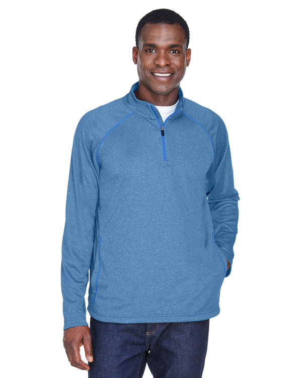 mens stretch tech shell compass quarter zip FRENCH BLUE HTHR