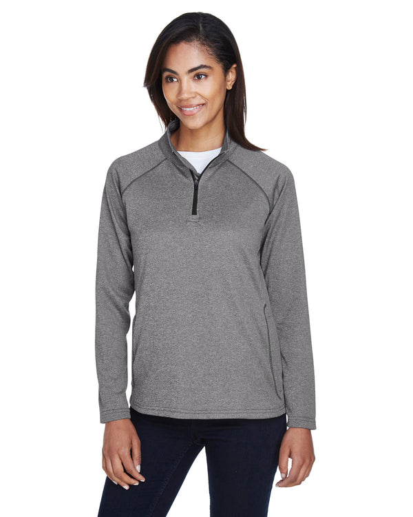 ladies stretch tech shell compass quarter zip DK GREY HEATHER