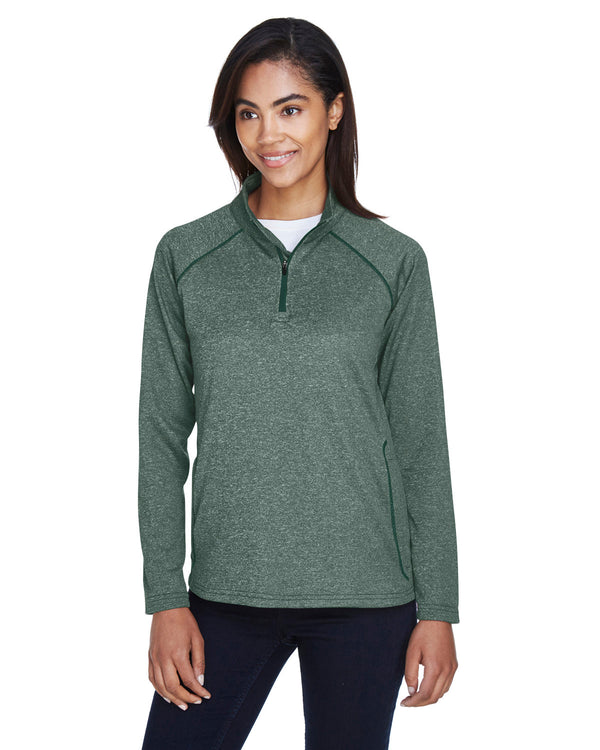 ladies stretch tech shell compass quarter zip FOREST HEATHER