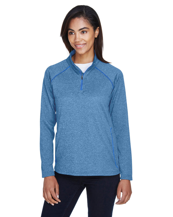 ladies stretch tech shell compass quarter zip FRENCH BLUE HTHR