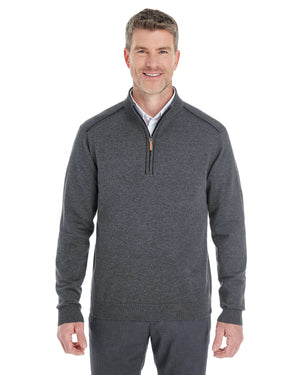 mens manchester fully fashioned quarter zip sweater DK GREY HTH/ BLK