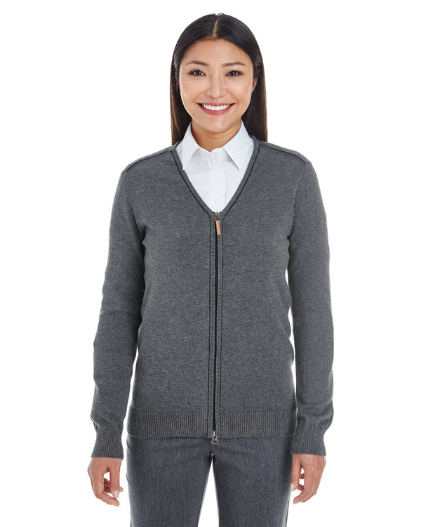 ladies manchester fully fashioned full zip cardigan sweater NAVY/ GRAPHITE