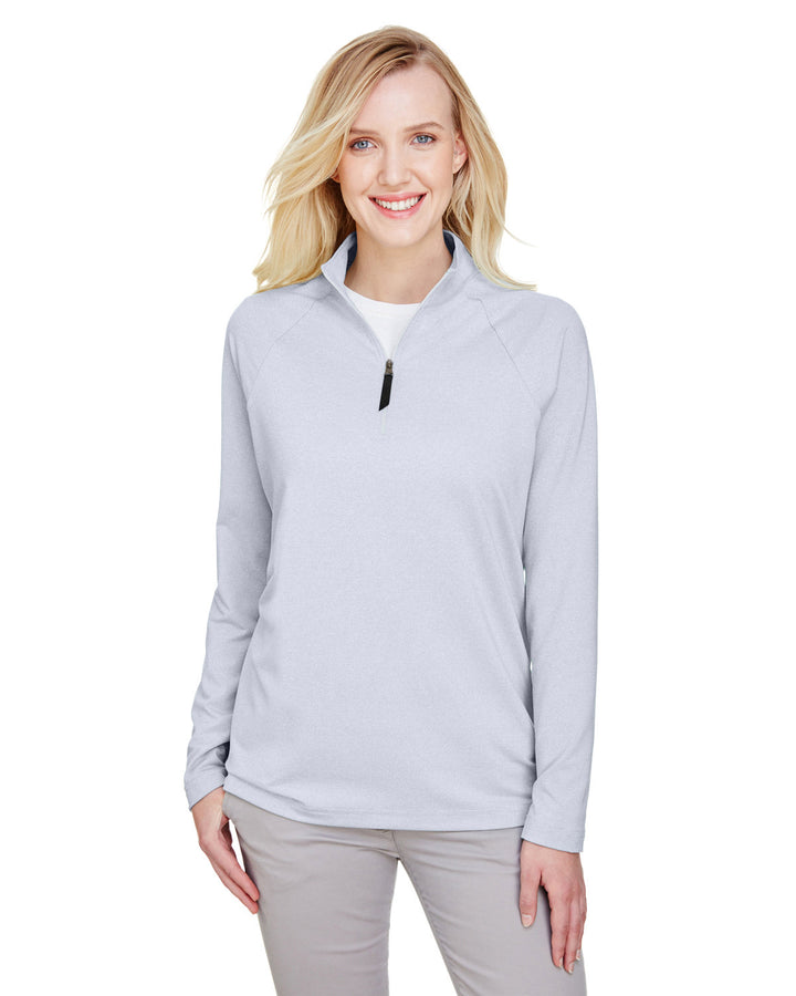 crownlux performance ladies clubhouse micro stripe quarter zip NAVY