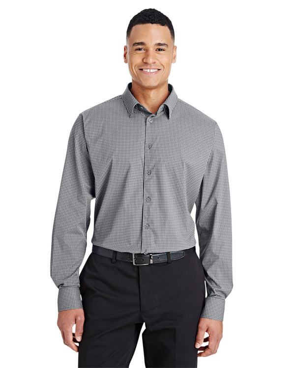 crownlux performance mens tonal mini check shirt CARBON