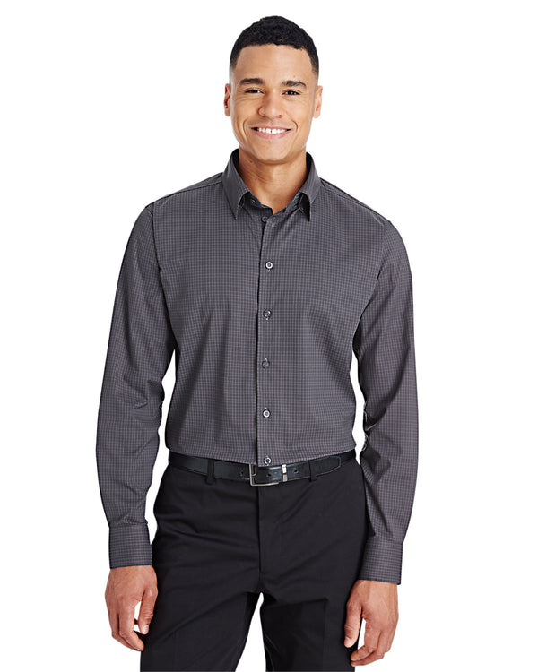 crownlux performance mens tonal mini check shirt NAVY