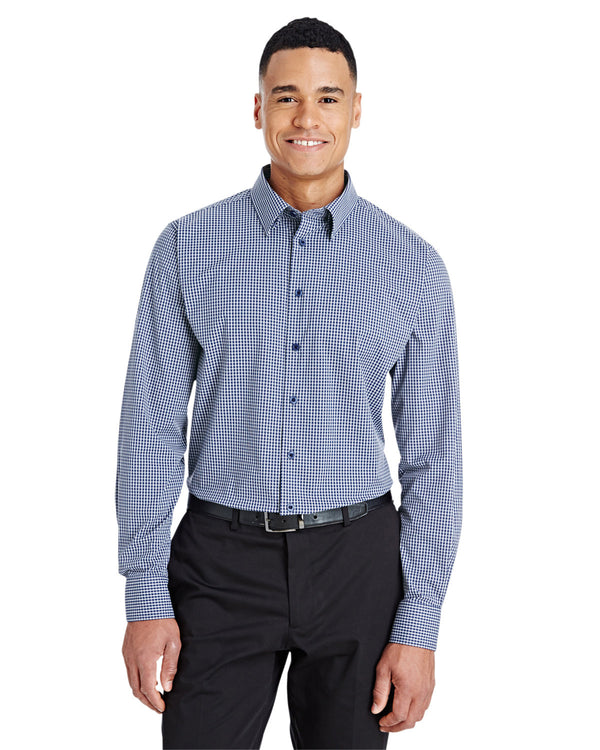 crownlux performance mens tonal mini check shirt GRAPHITE