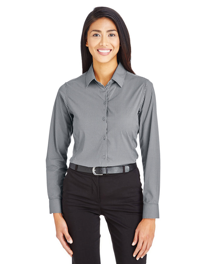 crownlux performance ladies tonal mini check shirt GRAPHITE