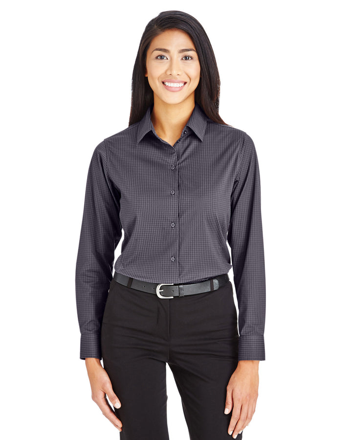 crownlux performance ladies tonal mini check shirt CARBON