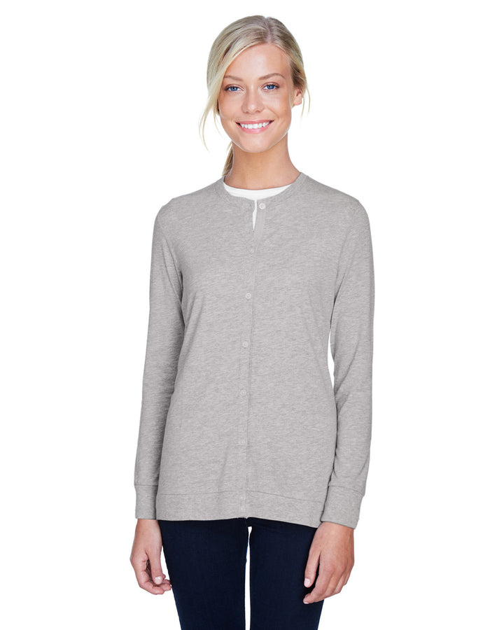 ladies perfect fit ribbon cardigan GREY HEATHER