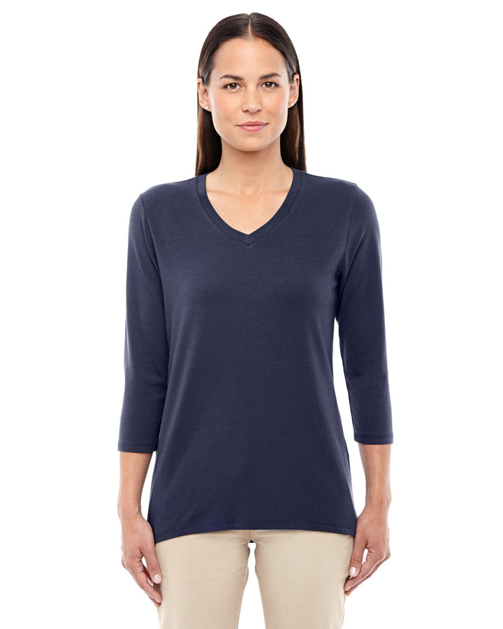 ladies perfect fit bracelet length v neck top NAVY