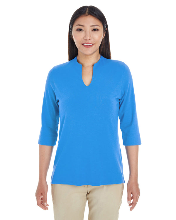 ladies perfect fit tailored open neckline top FRENCH BLUE