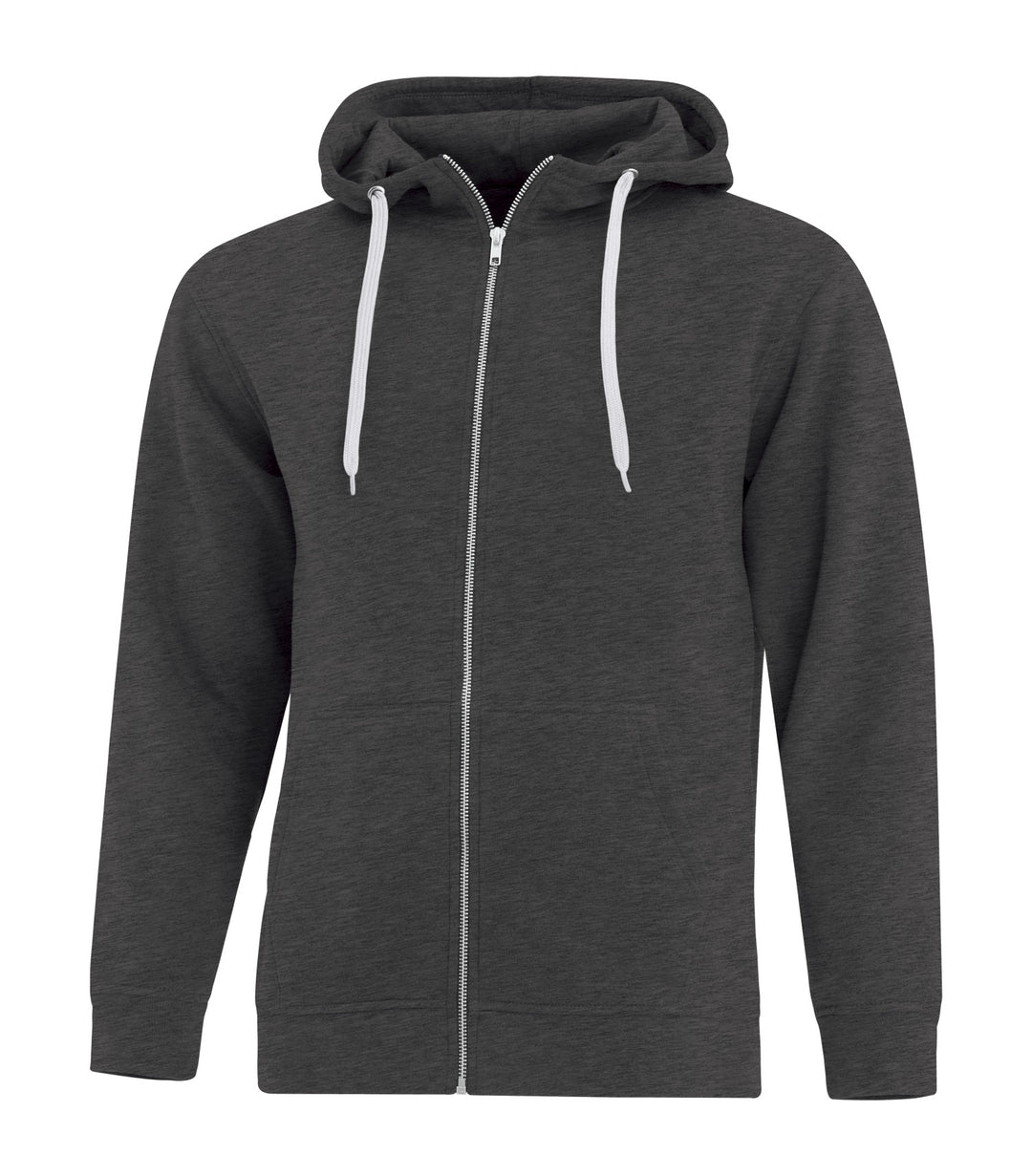 Charcoal Heather Adult Full Zip Hooded Sweatshirt
