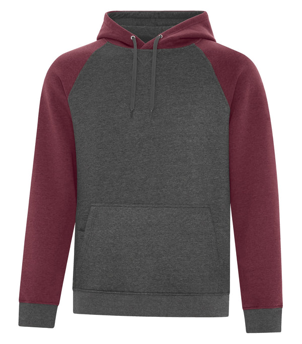 Cardinal Heather/Charcoal Heather Adult Two Toned Fleece Hoodie