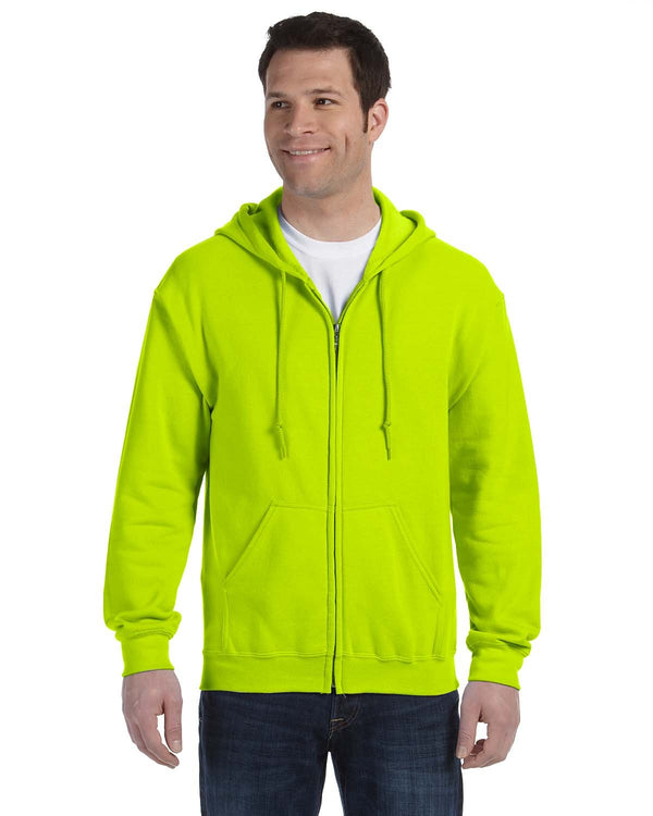adult heavy blend 50 50 full zip hooded sweatshirt SAFETY GREEN