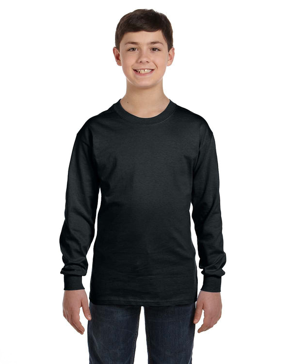 youth heavy cotton long sleeve t shirt BLACK