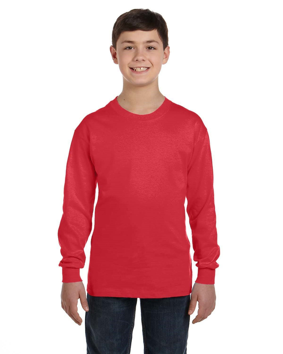 youth heavy cotton long sleeve t shirt RED