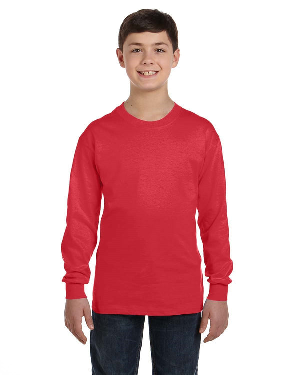 youth heavy cotton long sleeve t shirt RED