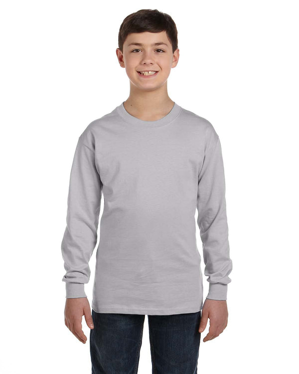 youth heavy cotton long sleeve t shirt WHITE