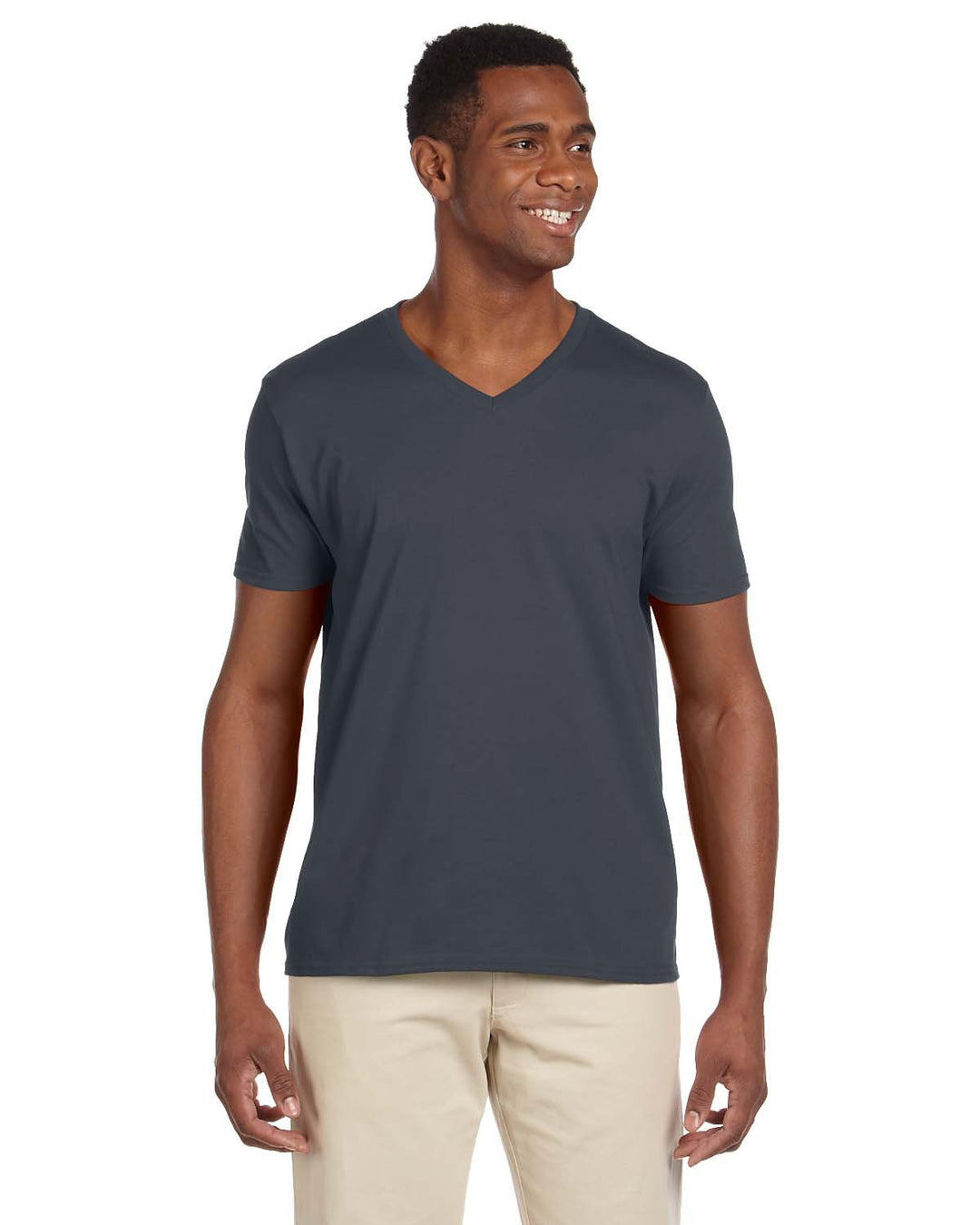 adult softstyle v neck t shirt CHARCOAL