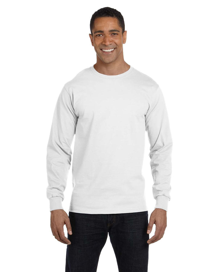 adult 50 50 long sleeve t shirt WHITE