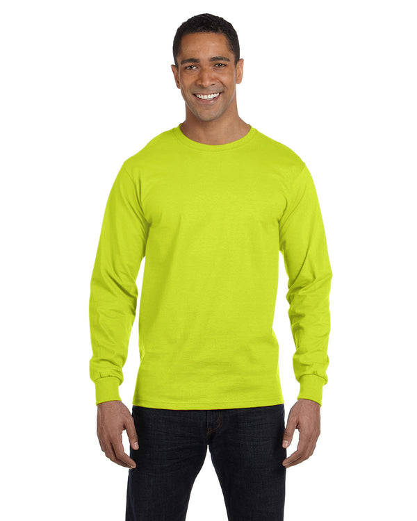 adult 50 50 long sleeve t shirt SAFETY GREEN