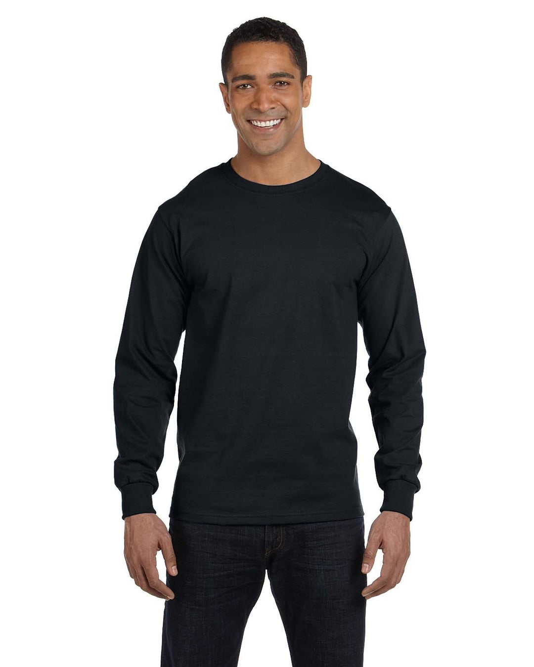 adult 50 50 long sleeve t shirt BLACK