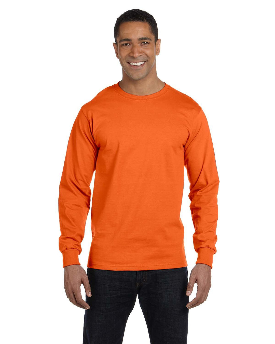 adult 50 50 long sleeve t shirt ORANGE