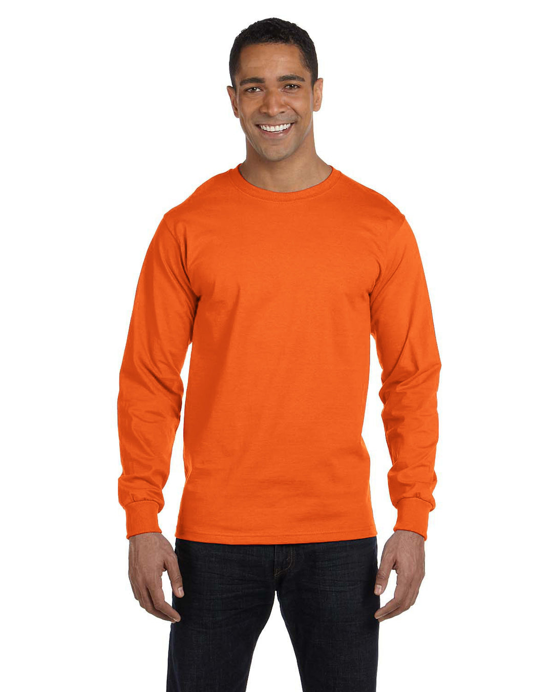 adult 50 50 long sleeve t shirt S ORANGE