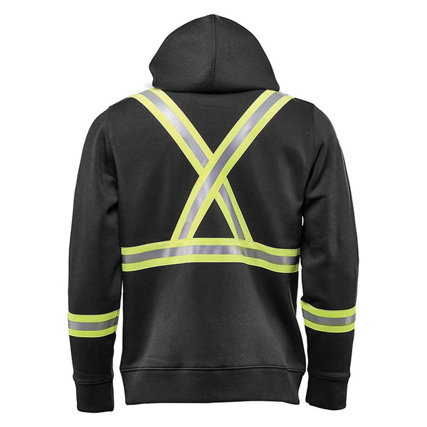 Black Adult Reflective Safety Zipped Hoodie