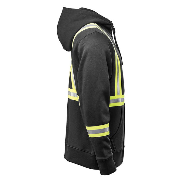 Black Adult Reflective Safety Zipped Hoodie
