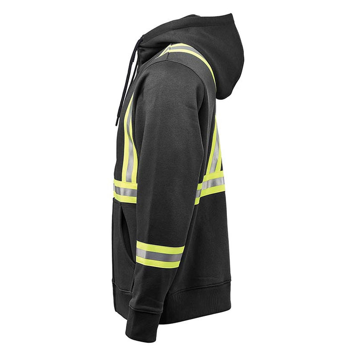 Black Adult Reflective Safety Zipped Hoodie