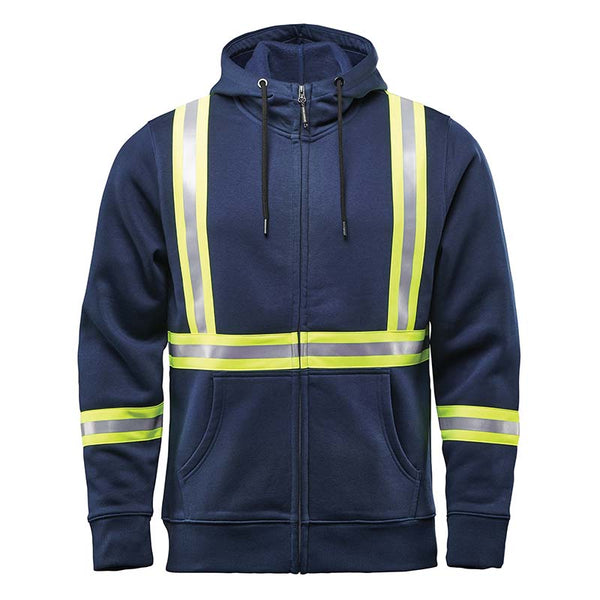 Navy Adult Reflective Safety Zipped Hoodie