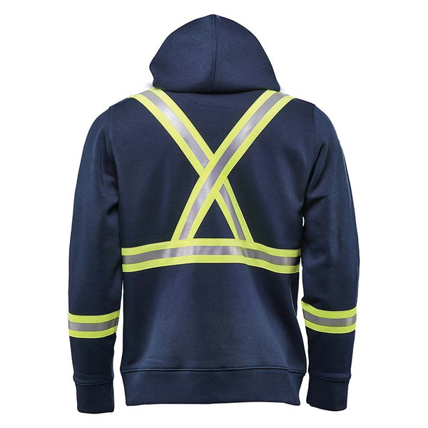 Navy Adult Reflective Safety Zipped Hoodie