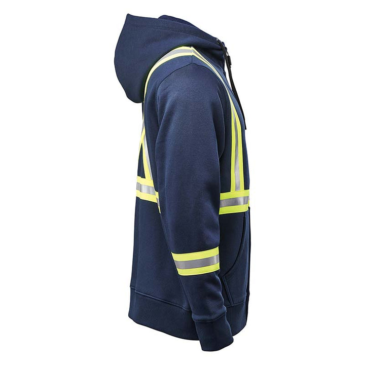 Navy Adult Reflective Safety Zipped Hoodie