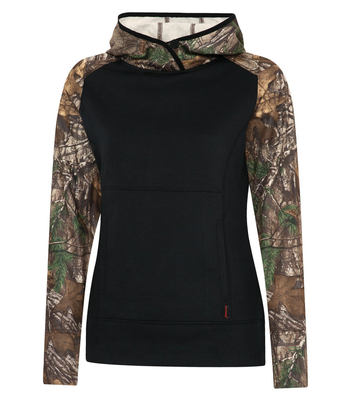 Camo Ladies Fleece Two Tone Hooded Sweatshirt