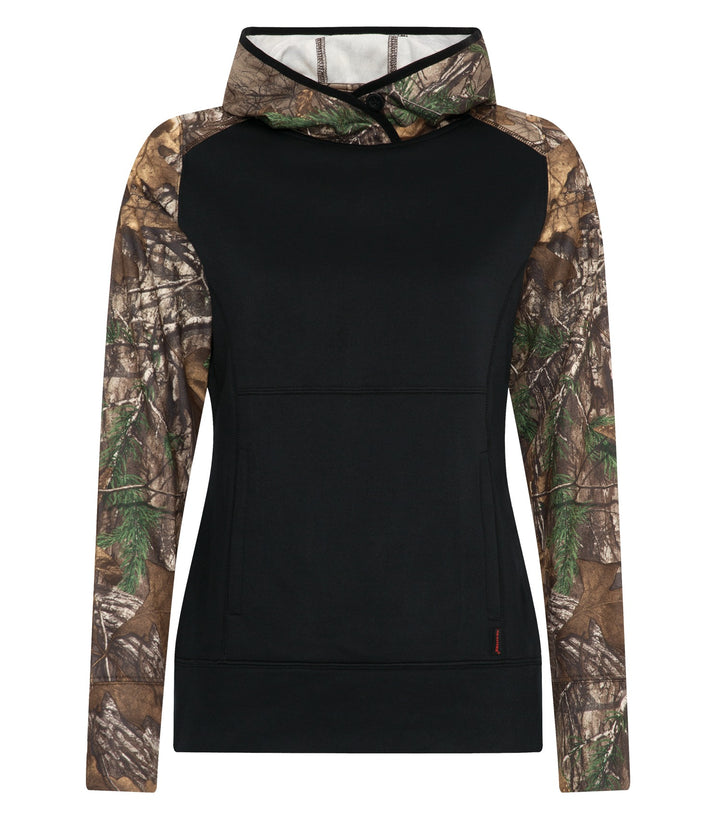 Camo Ladies Fleece Two Tone Hooded Sweatshirt