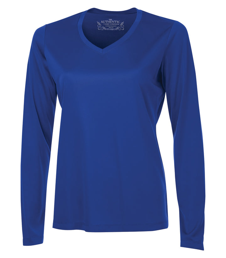 True Royal Ladies V Neck Long Sleeve Poly T-Shirt