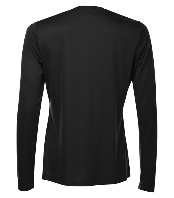 Black Ladies V Neck Long Sleeve Poly T-Shirt